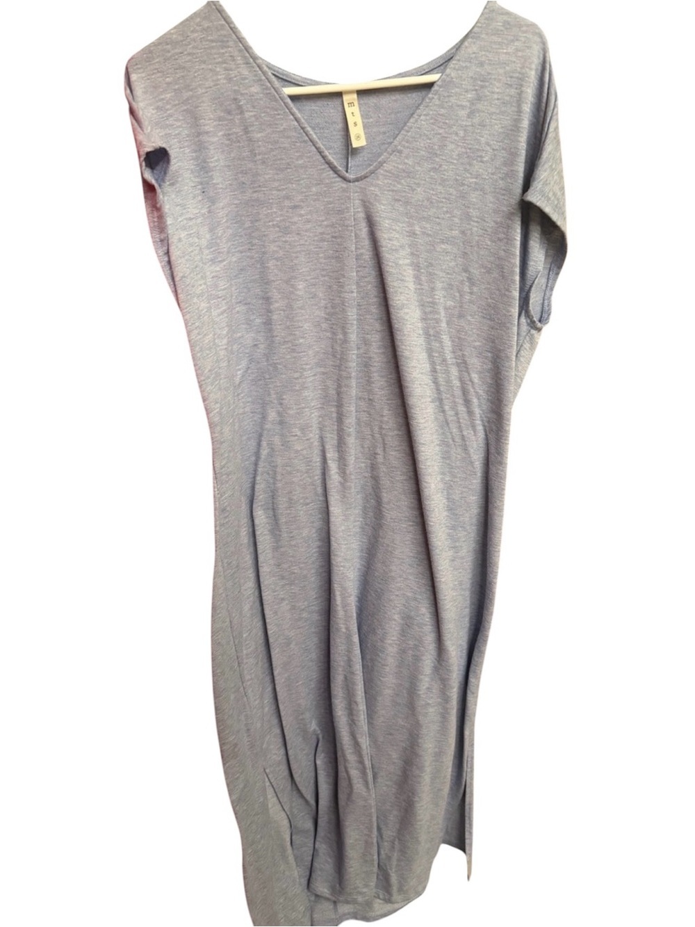 mts Heathered Blue V-Neck Straight/Slip Dress